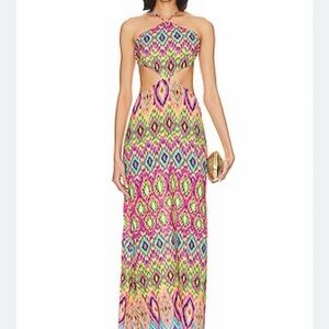Luli Fama Colorful Patterned Backless Dress